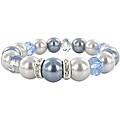 Roman Blue and Grey Faux Pearl and Crystal Stretch Bracelet