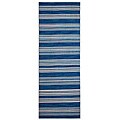 Hand-woven Blue/ Ivory Flat Wool Rug (2'6 x 9')