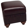 Fitzgerald Leather Storage Ottoman in Antique Burgundy