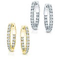 14k Gold 1ct TDW Diamond Hoop Earrings (J-K, I1-I2)