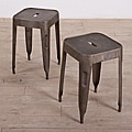 Set of 2 Natural Steel Madurai Stools (India)