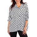 Stanzino Women's Black and White Polka Dot Print Button Down Plus Top