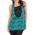 Stanzino Women's Emerald Black Cowl Neck Sleeveless Plus Size Top