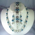Swarovski Clear Crystal and Teal and White Pearls Jewelry Set