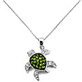 ABO Enterpises Cubic Zirconia Green Pave Turtle Pendant Necklace