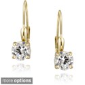 Icz Stonez Gold over Silver/ Sterling Silver CZ Leverback Earrings