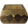 Embossed and Hand Painted Wooden Decorative Jewelry Box (India)