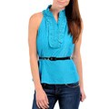 Stanzino Women's Blue Ruffled Halter Top with Skinny Belt