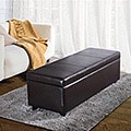 Franklin Large Rectangular Brown Faux Leather Storage Ottoman Bench