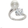 Nexte Jewelry Freshwater Pearl and Cubic Zirconia Loop Ring