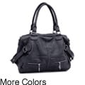Dasein Shoulder Bag with Front Zipper Pockets and Belted Accents