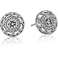Collette Z Sterling Silver Cubic Zirconia Round Art Deco Earrings