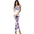 Stanzino Women's White Plaid Tank and Pants Pajama Set