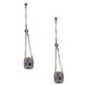 Sterling Silver Rose De France Genuine Amethyst Dangle Earrings