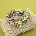 Handcrafted 'Symphony Knot' Multicolor Glass Bead Stretch Bracelet (India)