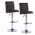 Gullwing Deep Brown Faux Leather Swivel Stools (Set of 2)