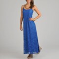 Tiana B. Women's Blue Lace Maxi Dress