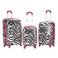 Rockland Pink Zebra Lightweight 3-piece Hardside Spinner Luggage Set