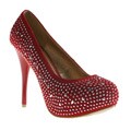 Refresh by Beston Women's 'Alyssa-03' Red Rhinestone Pumps