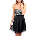 Stanzino Women's Silver/ Black Strapless Lace and Chiffon Cocktail Dress