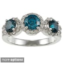14k Gold 1 1/5ct TDW Round Blue and White Diamond Ring (G-H, I1-I2)