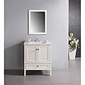 Windham Soft White 30-inch Bath Vanity with 2 Doors, Bottom Drawer and White Marble Top