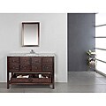 New Haven Walnut Brown 48-inch Bath Vanity with 2 Drawers and Dappled Grey Granite Top