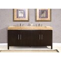 72-inch Modern Travertine Stone Top Integrated Sink Bathroom Double Vanity Cabinet