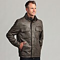 Izod Men's Faux Leather Hidden Hood Jacket