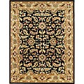 HandmadeTaj Mahal Black Wool Rug (5' x 8')