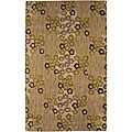 Hand-tufted Beige/ Green Wool Blend Rug (3'6 x 5'6)