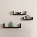 Floating 'U' Walnut Finish Shelves (Set of 3)