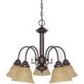 Ballerina - 5 Light Chandelier - Mahogany Bronze Finish with Champagne Washed Linen Glass