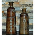 Set of Two Hand-wrought Decorative Iron Vases (India)