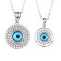 La Preciosa Sterling Silver Cubic Zirconia Aqua Evil Eye Necklace