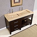 Silkroad Exclusive 60-inch Travertine Stone Vanity