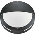 Hudson 2 Light Round Hooded Matte Black With White Lexan Wall/Ceiling Fixture