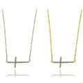 Gold Overlay/ Silver Diamond Accent Cross Necklace