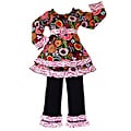 AnnLoren Girls' 2-piece Floral Zebra Outfit