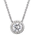 Collette Z Sterling Silver Round Cubic Zirconia Cable Edge Necklace