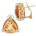 14k Yellow Gold Citrine and 1/10ct TDW Diamond Earrings (I-J, I1-I2)