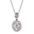 Sterling Silver and Round-cut Cubic Zirconia Drop Oval Necklace