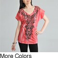 Tabeez Women's Rhinestone Scroll Boxy Top