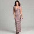 Jessica Howard Women's Taupe Lace Tiered Gown