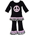 AnnLoren Girls' 2-piece Paisley Peace Sign Outfit