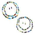 Glass and Acrylic Geometric Bead Necklace and Earring Set