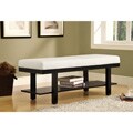 Black Solid Wood / White Leather-Look Bench