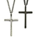 Unisex Silvertone or Black-plated Thin Cross Pendant Necklace
