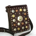 Dark-brown Coin-studded Rustic Moroccan Leather Bag (Morocco)