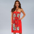 Meetu Magic Women's Coral Designer-inspired Beaded Halter Dress